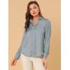 INSPIRE CHIC Women's Elegant V Neck Long Sleeve Office Work Satin Shirt - 4 of 4