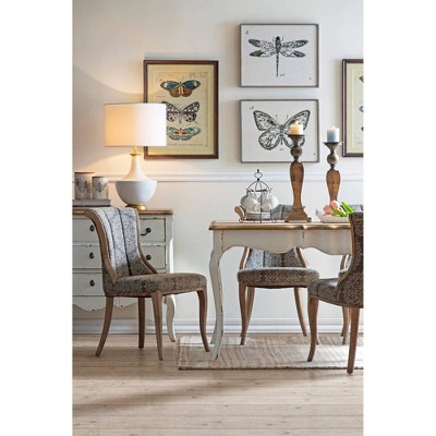 White Ceramic Table Lamp with Linen Shade and Gold Accents
