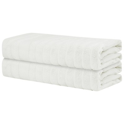 Unique Bargains Cotton Quick Dry Stripe Bath Towels 2 Pcs