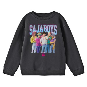 Kpop Demon Hunters Group Sajaboys, Korean Boys, Singer Youth Black Crew Neck Long Sleeve Hoodie - 1 of 2