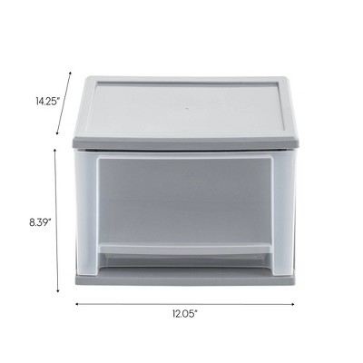 Sleek Gray 17.5qt Stackable Storage Drawer with Easy-Glide