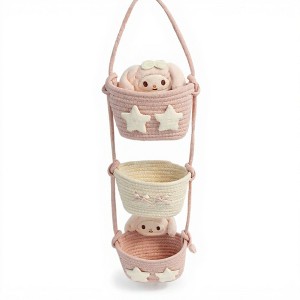 Anna-Kaci 3-Tier Hanging Rope Basket Organizer with Star Accents - Beige - 1 of 4