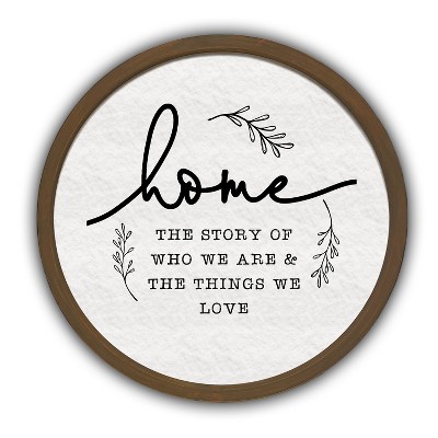Creative Products Home the Story of Who We Are 20 x 20 Round Brown Framed Print