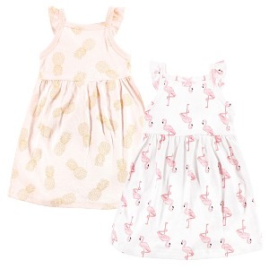 Hudson Baby Infant Girl Cotton Dresses, Flamingo Pineapple - 1 of 4
