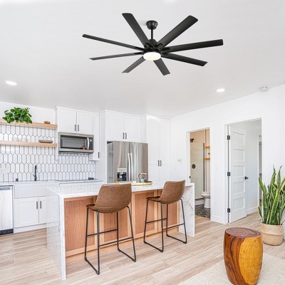 SKRAN 66" Smart Ceiling Fan with Lights and Remote,8 ABS Blades Remote Control Reversible DC Motor For Office, Living Room Bedroom, Matte Black