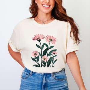 Simply Sage Market Pink Daisies Watercolor Garment Dyed Tee - 1 of 4