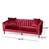 Contemporary 3-Seater Velvet Sofa with Button-Tufted Diamond Stitch, Deep Channel Stitching, Sloped Arms & Accent Pillows - 2 of 4