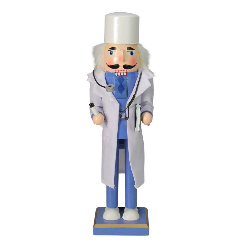 Northlight 14" Wooden Christmas Nutcracker Doctor with Stethoscope, 1 of 4