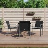 vidaXL Patio Dining Set Table and Chair with Cushions Poly Rattan and Steel - Black 31.5" Table Length 4 Piece - 2 of 4