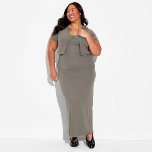 Women's Ribbed Maxi Bodycon Dress and Cardigan Set - Wild Fable™ - 1 of 3