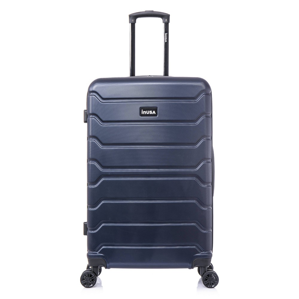 Photos - Travel Accessory InUSA Trend Lightweight Hardside Large Checked Spinner Suitcase - Blue 