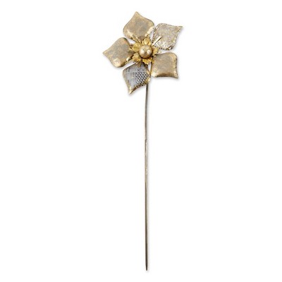 12.5" Iron Flower Garden Stake Silver - Zingz & Thingz