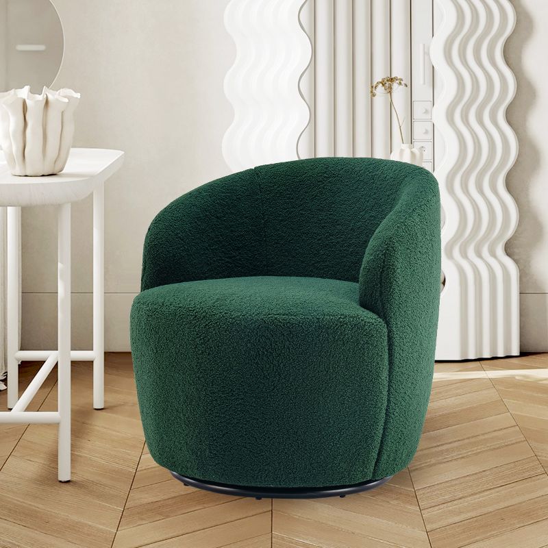 360° Swivel 25.60'' Wide Soft Touch Modern Teddy Tiny Upholstered Barrel Varity Chairs -The Pop Maison, 1 of 8