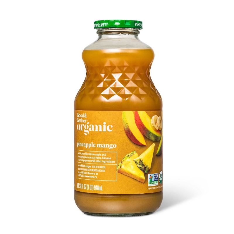 Organic Pineapple and Mango Juice From Concentrate - 32 fl oz - Good &#38; Gather&#8482;, 1 of 5