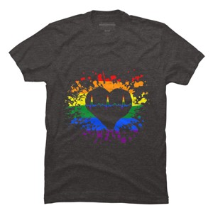 Adult Design By Humans Pride Heartbeat EKG Splatter By LegatoTendo T-Shirt - 1 of 2