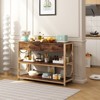 3 Tier Console Table with Drawers, Rustic Narrow Long Sofa Table with Storage Shelves, Behind Couch Accent Table for Entryway, Hallway, Living Room - 2 of 4