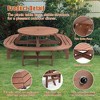 PAGED Outdoor Dining Set Wood Round Patio Dining Set with Built-in Benches, Umbrella Hole for Lawn, Patio, Garden - 3 of 4