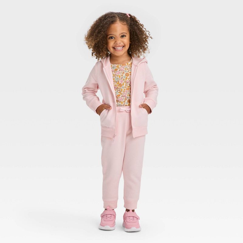 Toddler Girls' Fleece Zip-Up Sweatshirt - Cat & Jack™, 4 of 5
