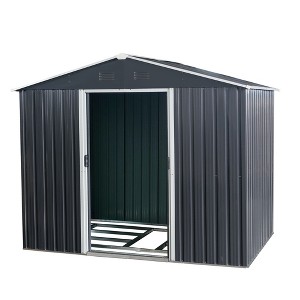NicBex Outdoor Metal Storage Shed with Lockable Doors and Floor Base for Backyard Garden,Patio,Black - 1 of 4