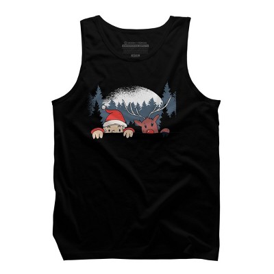 Men's Design By Humans Christmas Santa And Rudolph Peaking By rasok Tank Top
