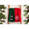 American Soft Linen Christmas Towels Bathroom Set, 2 Packed Embroidered Decorative 100% Cotton Hand Towels, Dish Towels for Decor Xmas - 4 of 4