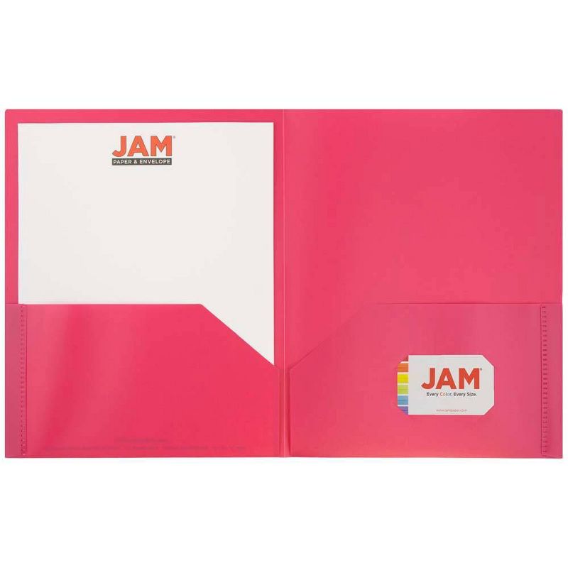 JAM 6pk POP 2 Pocket School Presentation Plastic Folders Pink, 4 of 7