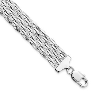 Black Bow Jewelry Sterling Silver Wide Braided Herringbone Chain Bracelet, 7.5 Inch - 1 of 4