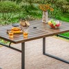 7pc Patio Dining Set with Faux Wood Rectangular Table with Umbrella Hole & Folding Reclining Chairs - Captiva Designs - 2 of 4
