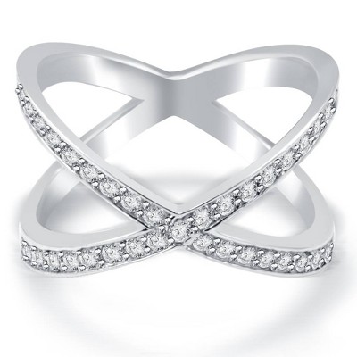 Pompeii3 3/8ct Diamond Cris Cross Over Ring White Gold