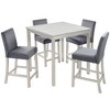 FONTOI 5-Piece Counter Height Wooden Dining Table Set with Upholstered Chairs and Crystal Accents for Stylish Kitchen and Dining, Silver, - 3 of 4