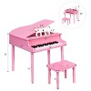 Costway 30-Key Classic Baby Grand Piano Toddler Toy Wood w/ Bench & Music Rack PinkBlack - 2 of 4
