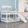 VYNXARIA Twin Over Twin Bunk Bed with Slide & Fence - Fun Low Bunk Bed for Kids & Teens in White - 2 of 4