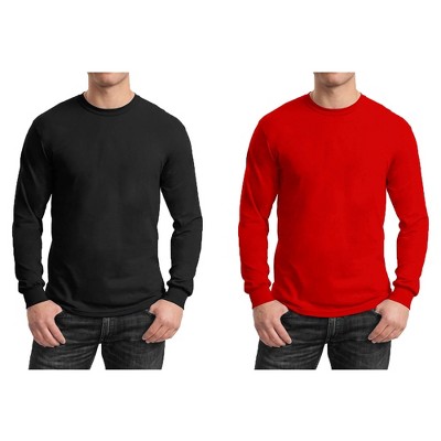 Galaxy By Harvic Men's Cotton-Blend Long Sleeve Crew Neck Tee 2-Pack
