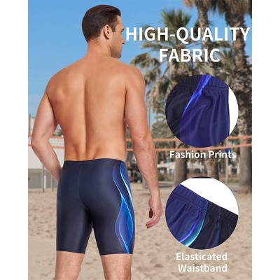 Charmo Men's Thight Swimming Shorts Quick Dry Swim Trunks Elastic Swimwear Boxer Black XL — фото 5