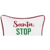 C&F Home 10" x 10" "Santa, Stop Judging Me!" Christmas Sentiment Embroidered White with Red Trim Small Petite Accent Throw Pillow - 2 of 4