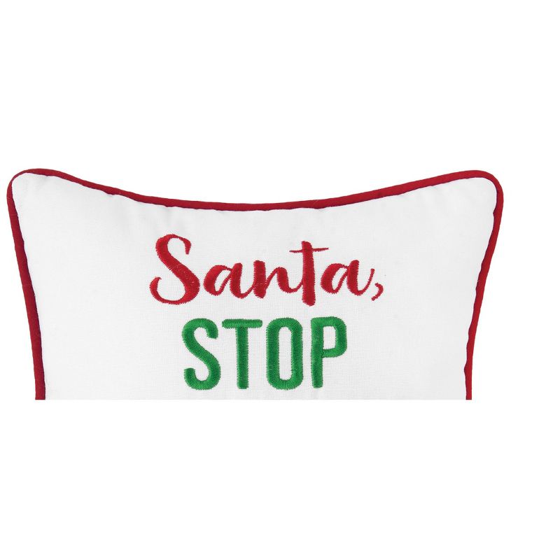 C&F Home 10" x 10" "Santa, Stop Judging Me!" Christmas Sentiment Embroidered White with Red Trim Petite Accent Throw Pillow, 2 of 5