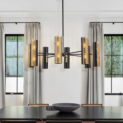 LLHZSY 16-light Industrial Dimmable Sputnik Pendant Chandelier - 43 in.W Ceiling Lights Fixture-Black&Gold