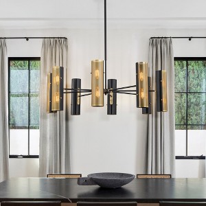 LLHZSY 16-light Industrial Dimmable Sputnik Pendant Chandelier - 43 in.W Ceiling Lights Fixture-Black&Gold - 1 of 4