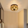 DAKAFUL 3-Lights Woven Rattan Flush Mount Ceiling Light with Handcrafted Cage Shade for Bedroom, Kitchen, Foyer & Porch - Brown - 2 of 4