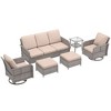 Sonkuki 6 Pieces Patio Sofa with Swivel Rocking Chairs Set, All-Weather PE Rattan Conversation Couch with Cushion - 2 of 4