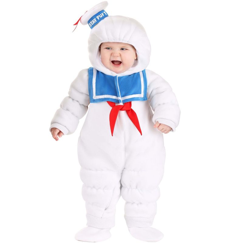HalloweenCostumes.com 3-6 Months   Ghostbusters Stay Puft Jumpsuit Infant Costume., White/Red/Blue, 1 of 9