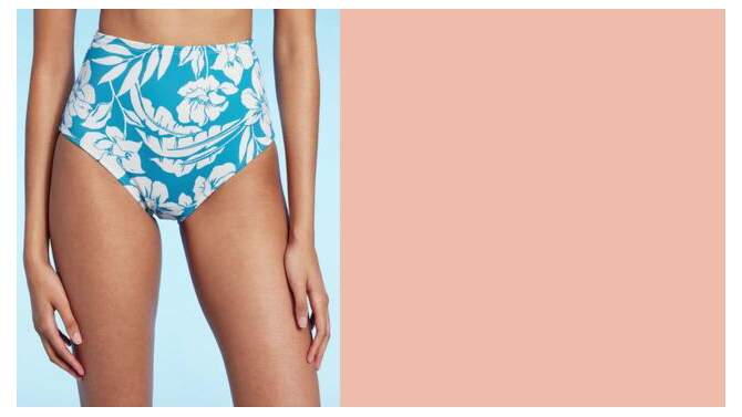 Women's High Waist Medium Coverage Bikini Bottom - Shade & Shore™ Blue Floral Print, 2 of 7, play video