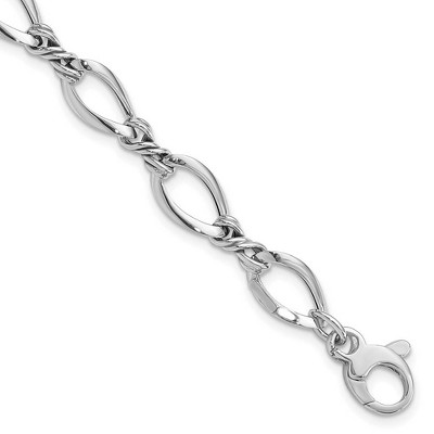 Black Bow Jewelry 8.75mm 14K Yellow or White Gold Fancy Open Link Chain Bracelet, 7.5 In