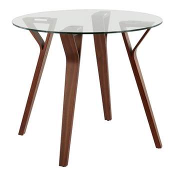 35.5" Folia Mid-Century Modern Modern Round Dining Tables Walnut/Clear - LumiSource