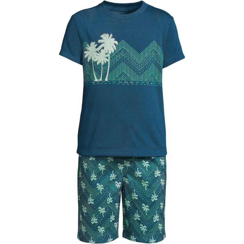 Lands' End Kids Short Sleeve Tee and Shorts Pajama Set, 1 of 4