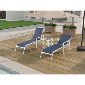 3 Pack Patio Lounge Chair, Outdoor Chaise Lounge with 5 Adjustable Backrest - 1 of 4