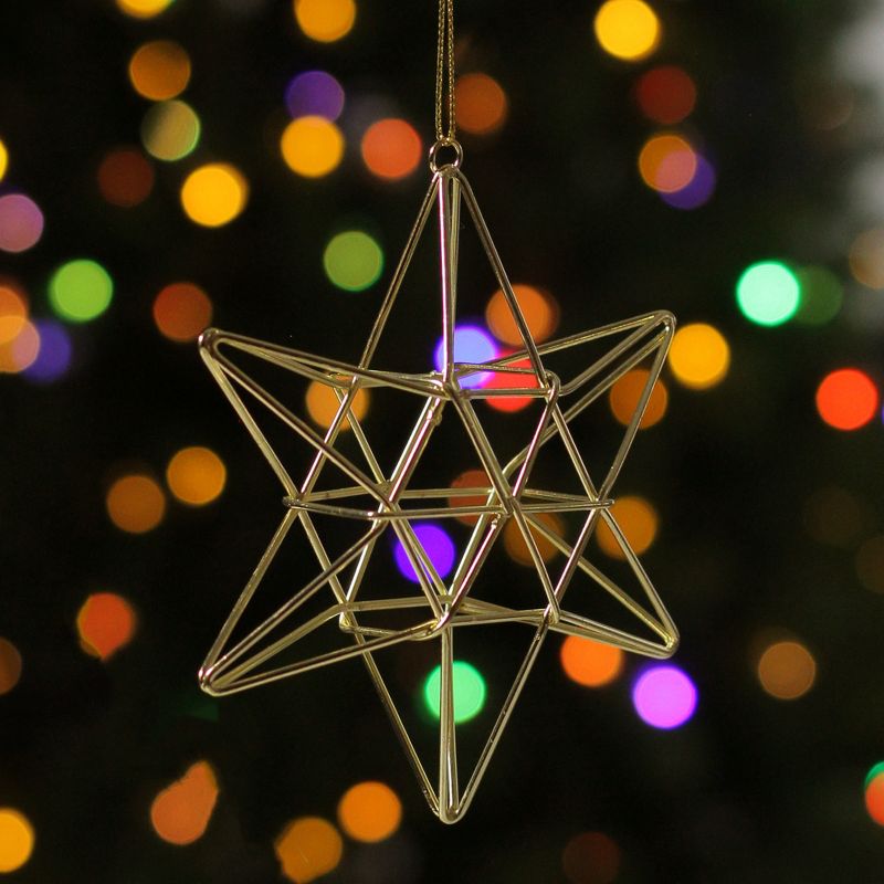 Northlight 5" Shiny Gold Geometric 6-Point Star Christmas Ornament, 4 of 5