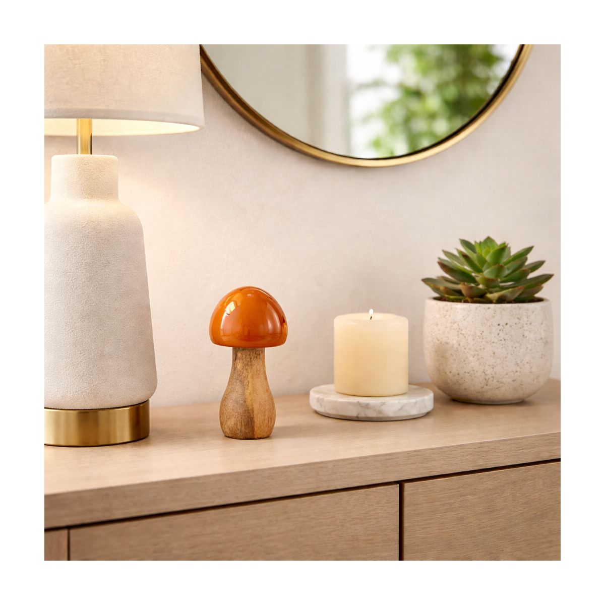 Home Decor Mushroom Sculpture for Shelf Decor or Coffee Table Decor - Decorative Ornaments for Living Room, Bathroom or Office Décor - thumbnail 2