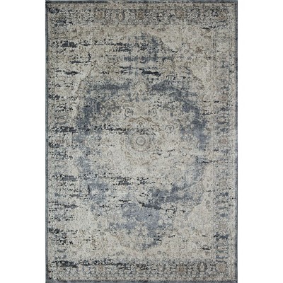 Blue and Beige Abstract Chenille Area Rug 2'3" x 8'