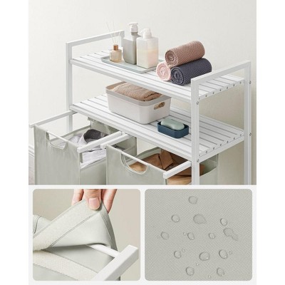 White MDF and Steel Laundry Hamper with Removable Bags